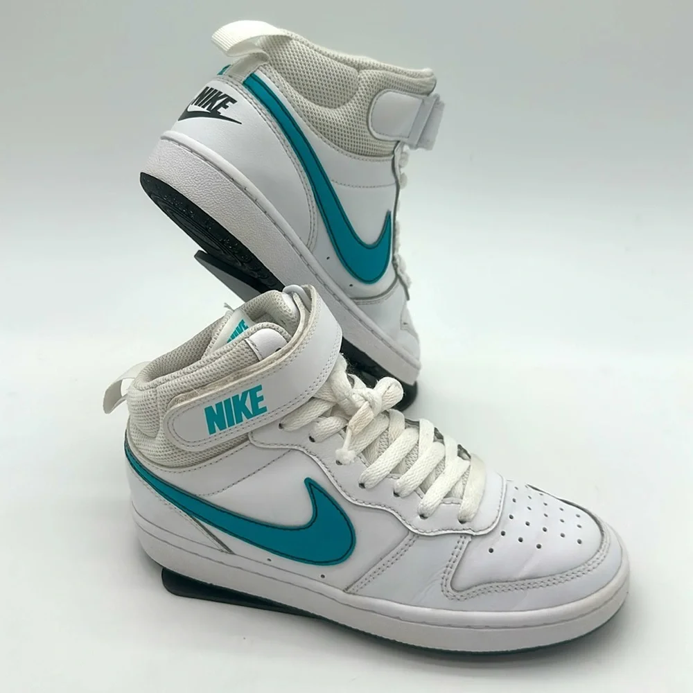 Nike Court Borough Mid 2 GS CD7782-117 Sneaker Kids 3.5 Y White Leather Shoes